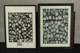 Two collages by Foxy. Beatles (Help!) and The Stones, two collages made assorted black and white