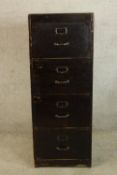 A mid 20th century painted pine four drawer filing cabinet. H.133 W.65 D.51cm.
