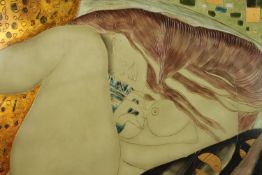 20th century, mixed media on panel, abstract study, nude lady, unframed. H.101 W.121cm.
