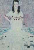 After Gustav Klimt (1862-1918, Austrian) portrait of Mada Primavesi, museum exhibition advertising