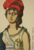 Early 20th century, French school, Liberte Costume, coloured fashion print, framed. H.52 W.39cm.