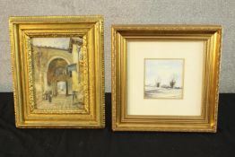 Patricia Stevens (b.1936), snow covered field, watercolour on paper, signed and framed, together