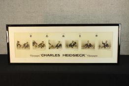 An early 20th century sepia advertising poster for Charles Heidsieck champagne, framed. H.46 W.