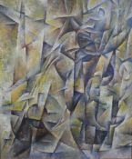 Graham Kearsley (20th century), abstract cubist style geometric forms, watercolour on board,
