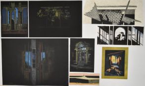 TREVOR FRANKLAND (British 1931-2011). A collection of 8 mixed media pictures. H.50 W.70.5cm (