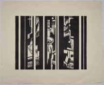TREVOR FRANKLAND (British 1931-2011). Large linocut on thin Japanese paper. Unnumbered and unsigned.