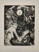 Linda Sutton. ‘Orpheus and Eurydice’. Etching. Proof copy. Signed ‘Linda Sutton. June 1983’. H76 W.