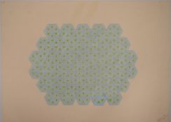 TREVOR FRANKLAND (British 1931-2011). Geometric abstract pattern in 'vermillion', blue and green.