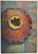 Dorothy Southern. Still life. Oil on board. Grapes in bowel. H.87.5 W.61cm