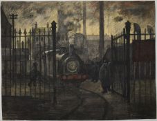 TREVOR FRANKLAND (British 1931-2011). Rail scene. Circa 1952. Possibly made around the Birkenhead or