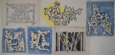 TREVOR FRANKLAND (British 1931-2011). Six abstract studies on tracing paper. (6 showing of 9). H.