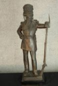 Large bronze of Granatiere di Sardegna. Italian soldier. Cast circa 1930. H.89cm.