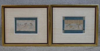 20th century, Indian school, man and women sitting on a carpet and female attendants with their