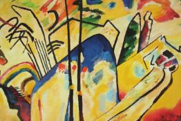 After Wassily Kandinsky. Print. ‘Composition IV’. In white frame with cracked glass. H107 x W.144cm.