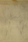19th century, male and female nude print on paper, signed and stamped, framed. paper, H.38 W.30cm.