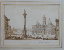 19th century, Italian school, Church of St. Mary the Great, Rome, watercolour on paper, framed