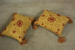 Two 19th century Aubusson style cushions. L.38 x W.48cm.