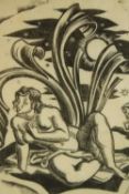 Robert Cami (French 1900-1975) nude study, woodblock print on paper, framed. H.35 W.29cm.