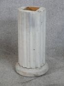 A 20th century painted pine fluted column raised on circular base. H.42 W.22 D.22cm
