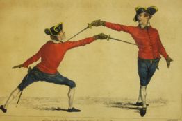 After Domenico Angelo (Italian 1716-1802), The School of Fencing, plate No.32, coloured print on