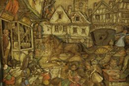 Anton Pieck (Dutch, 1895-1987), a three dimensional applied paper street scene, signed and framed.