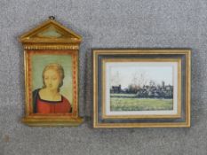 20th century, British school, village in the valley, oil on board, initialled and framed, together