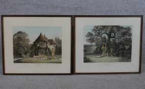 Two hand coloured etchings showing shooting scenes by T. Sutherland after D. Wolstenholme. Published