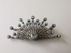 A Victorian convertible old mine diamond, silver and yellow metal sunburst brooch. Set to centre