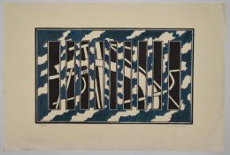 TREVOR FRANKLAND (British 1931-2011). Linocut numbered 3/75 copies. Signed lower right. Hand
