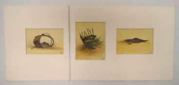 TREVOR FRANKLAND (British 1931-2011). Three small watercolours initialled ‘T. F’. Signed and dated