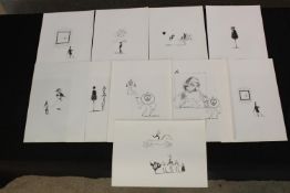 Micheal O'Shaughessy (British) A collection of ten drawings probably used to illustrated poetry or