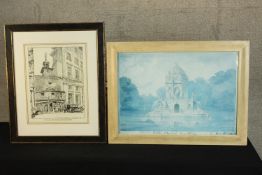 20th century, Church of St. Ethelburga, Bishopsgate, a black and white print on paper, together with