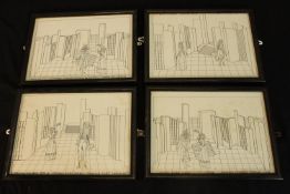 Eduardo Paolozzi (1924 – 2005). Four original collages hand signed and titled by Paolozzi. Paper