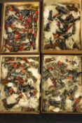 A collection of metal soldiers. Guardsmen, infantry and some mounted on horseback. H.8cm. (largest).
