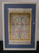 A 20th century Persian/Iranian silk Tree of Life mat, the central field embroidered with animals