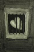 Unknown artist. In style of Jim Dine. A caged heart. Watercolour. Probably used to illustrated
