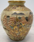 A 20th century Japanese Satsuma pottery globular shaped vase deocorated with gilded highlighted