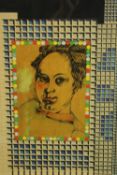 Unknown artist. An impressive and well worked collage. Portrait surrounded by a dotted pattern.
