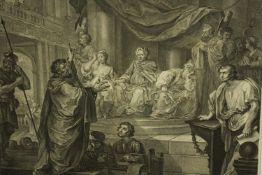 After William Hogarth (British 1697-1764), Paul Before Felix, a framed black and white etching on