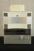 Various electrical hi-fi equipment to include Bose, Hitachi and Phillips. H.16 W.44cm. (largest)