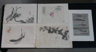 On the River, mural from cave No.208, a 20th Chinese school coloured woodblock print on paper,