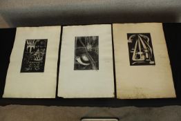 Paul Derbyshire (British 1936 - 2007). Three prints signed bottom right. L.58 W.40 cm. From the