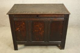 Coffer, 18th century oak. H.79 W.106 D.60cm.