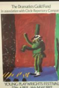 Young Playwrights Festival 27th April - 16th May 1982, a framed coloured poster depicting David