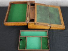 Writing slope, 19th century walnut, Tunbridgeware inlaid. H.16 x W.30 x D.21cm