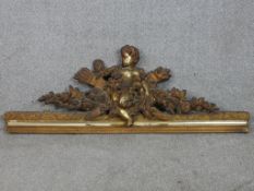 Pediment, 19th century giltwood and gesso. H.34 W.83cm
