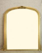 Over mantel mirror, 19th century giltwood and gesso. H.128 x W.106 cm.