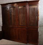 Library bookcase, 19th century mahogany. H.228 W.226 D.44cm.