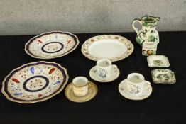 A pair of 19th century Wedgwood plates together with Masons Ironstone Mandalay jug and other