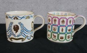 Two limited edition Wedgwood limited edition porcelain tankards designed by Richard Guyatt to